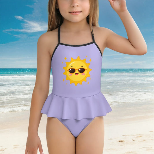Girls One Piece Ruffle Strap Swimsuit
