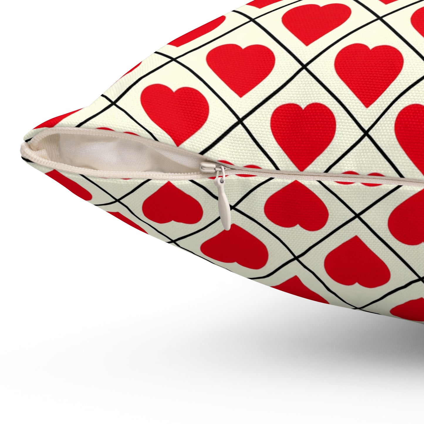 Red Heart Pattern Pillow – Valentine’s Decorative Throw Pillow