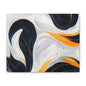 Abstract Fluid Art Matte Canvas Print — Navy, Gold & White Stretched Wall Art