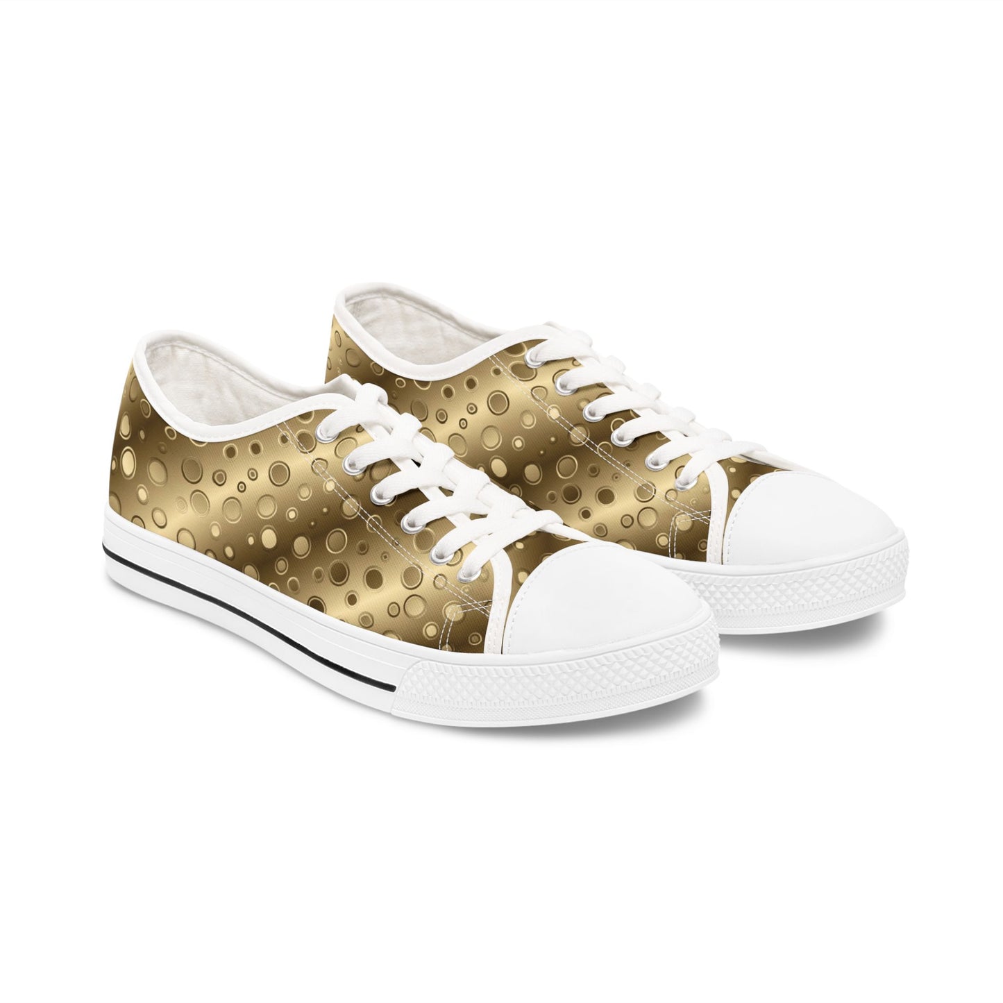 Gold Metallic Pattern Women's Low Top Sneakers