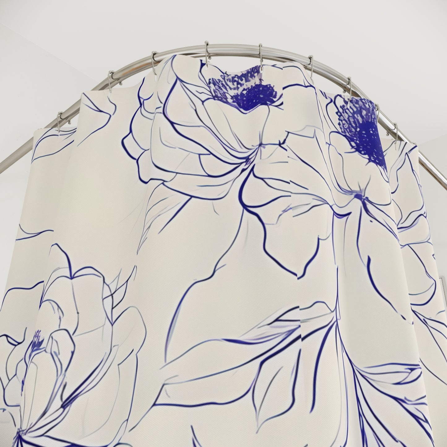 Elegant Floral Shower Curtain, Blooming Peony Bathroom Decor