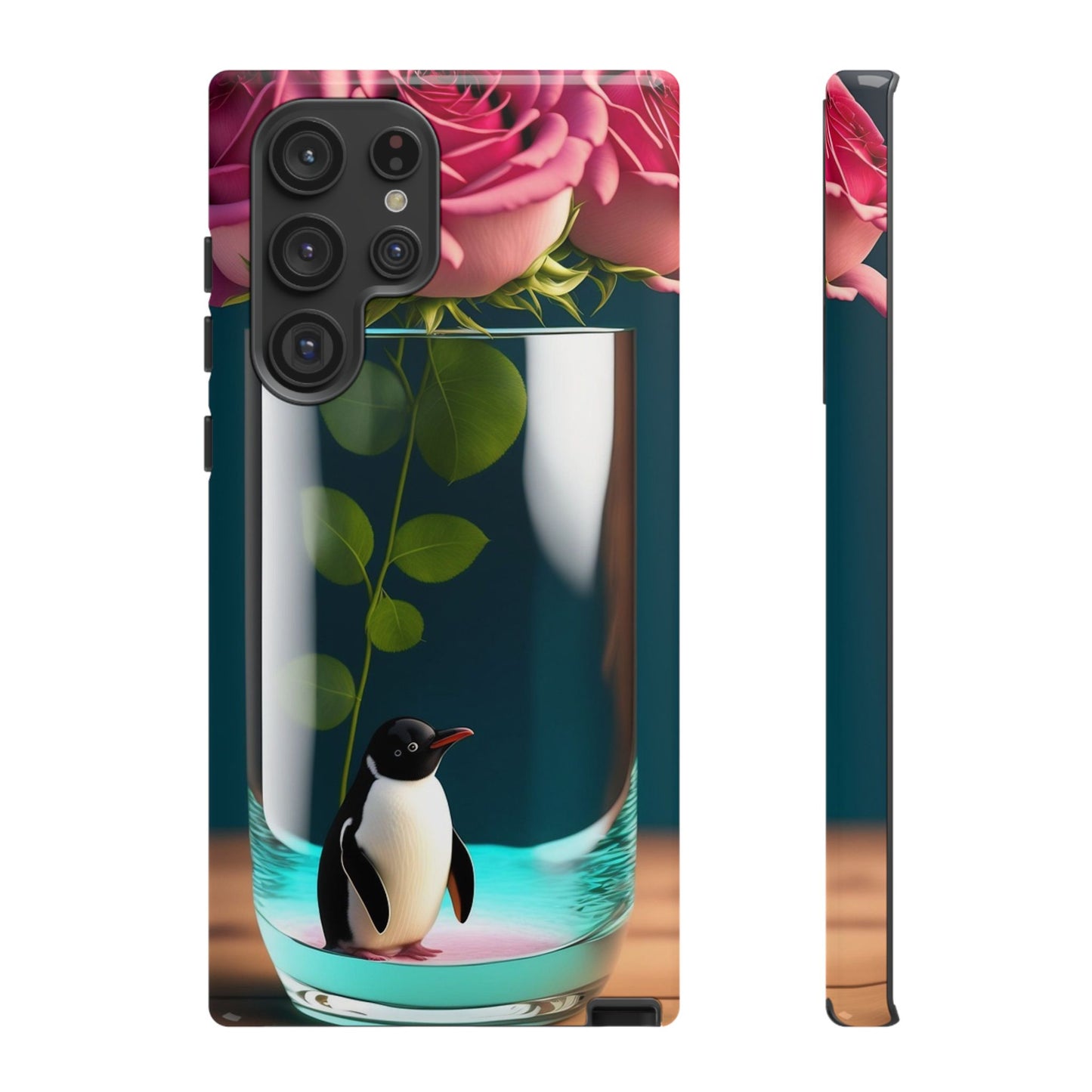 Penguin in a Glass Floral Tough Phone Case — Cute Protective Phone Cover