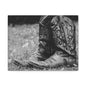 Western Cowboy Boots Matte Canvas Wall Art – Black & White Rustic Country Decor