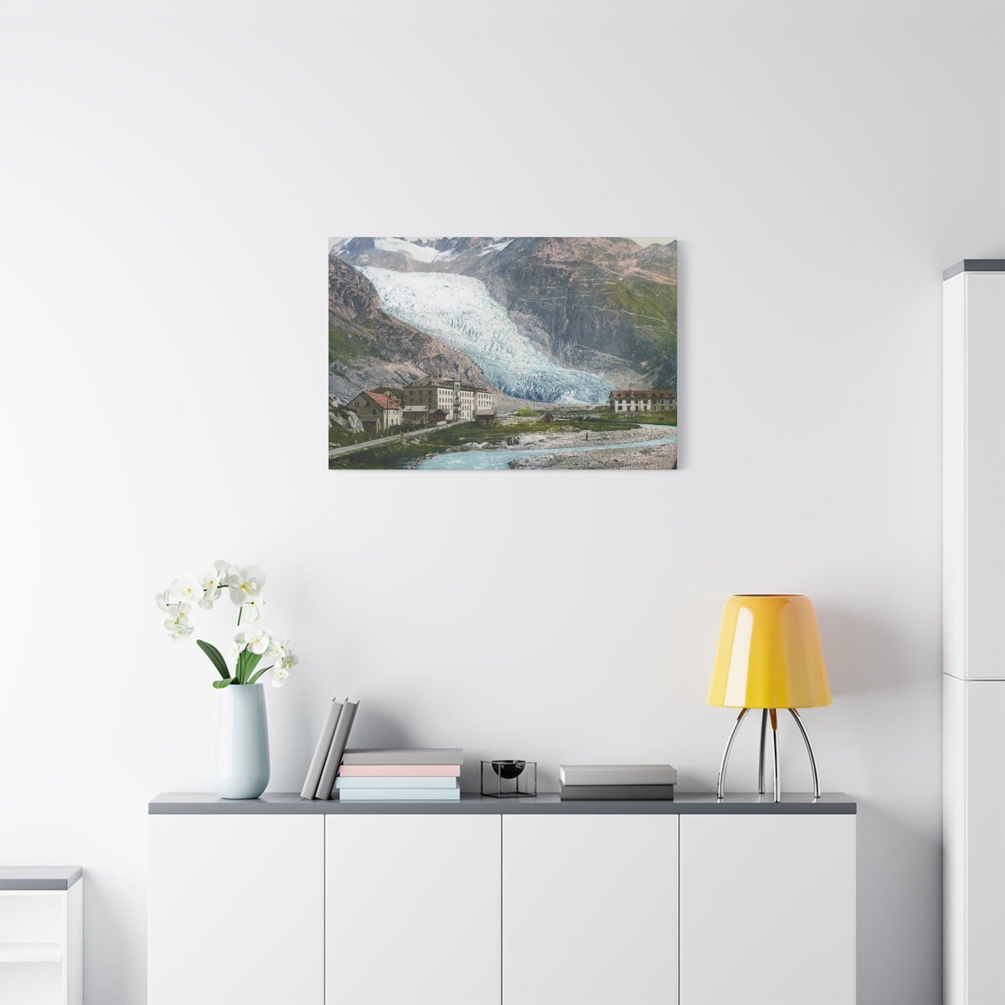 Glacier Village Matte Canvas Print