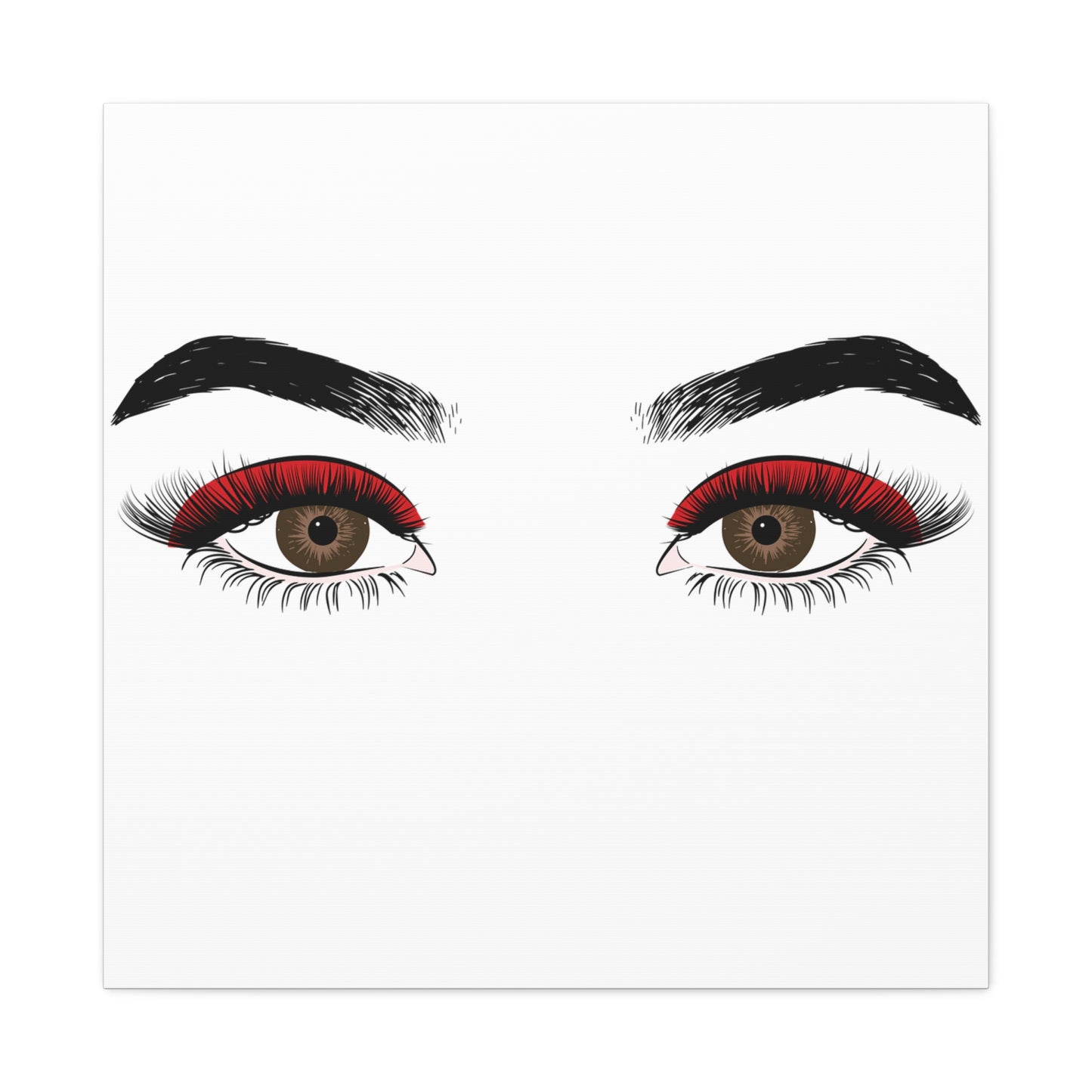Red Lashes Wall Art Canvas — Glam Eyes Makeup Decor