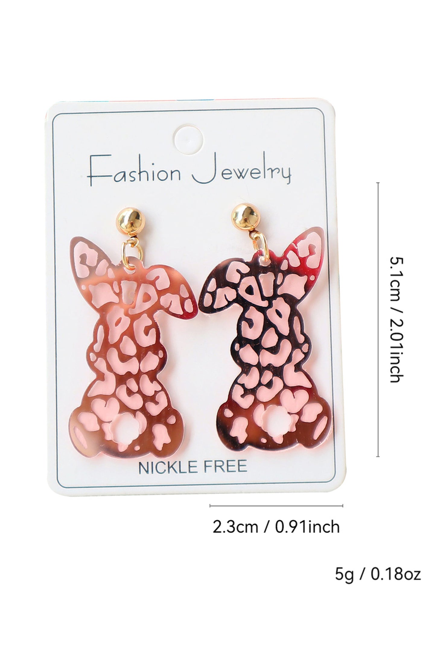 Pink Leopard Bunny Acrylic Earrings