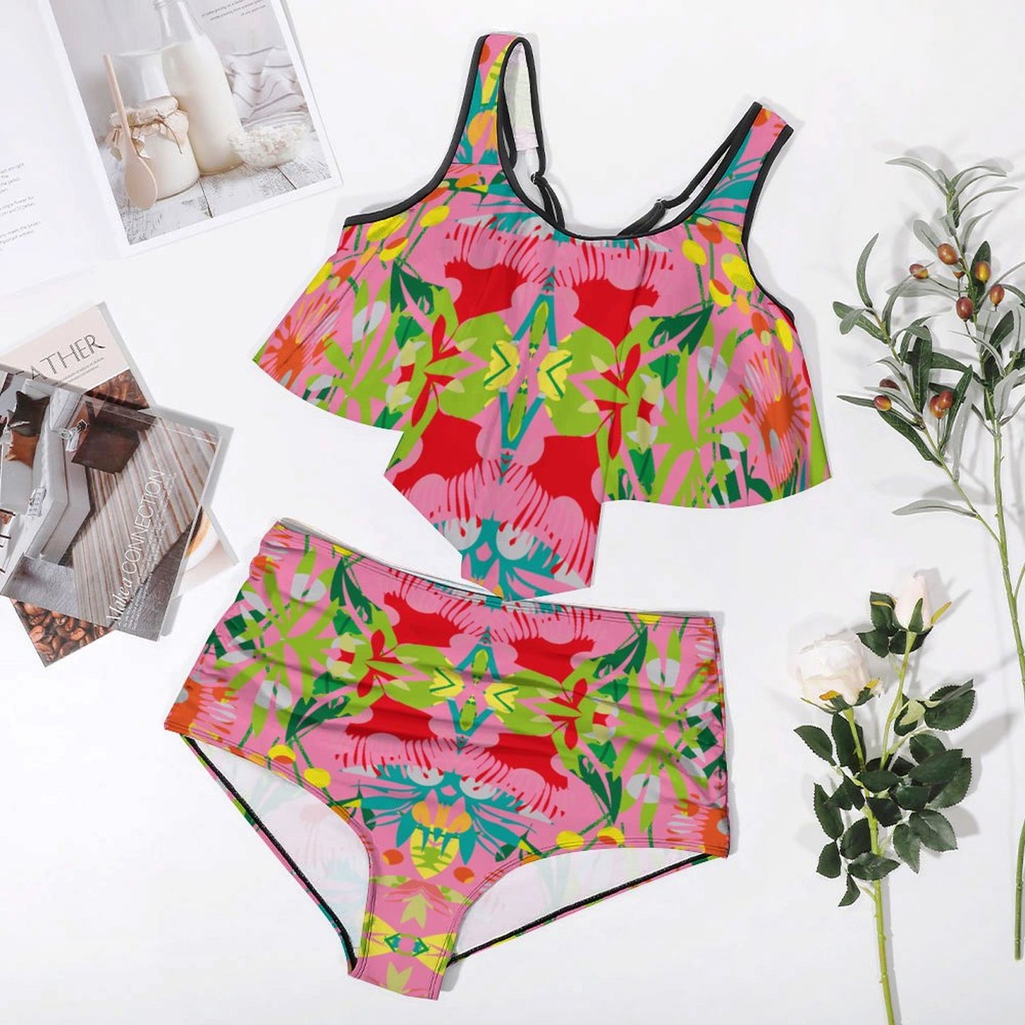Plus Size Women's Two piece Swimsuit with Tankini