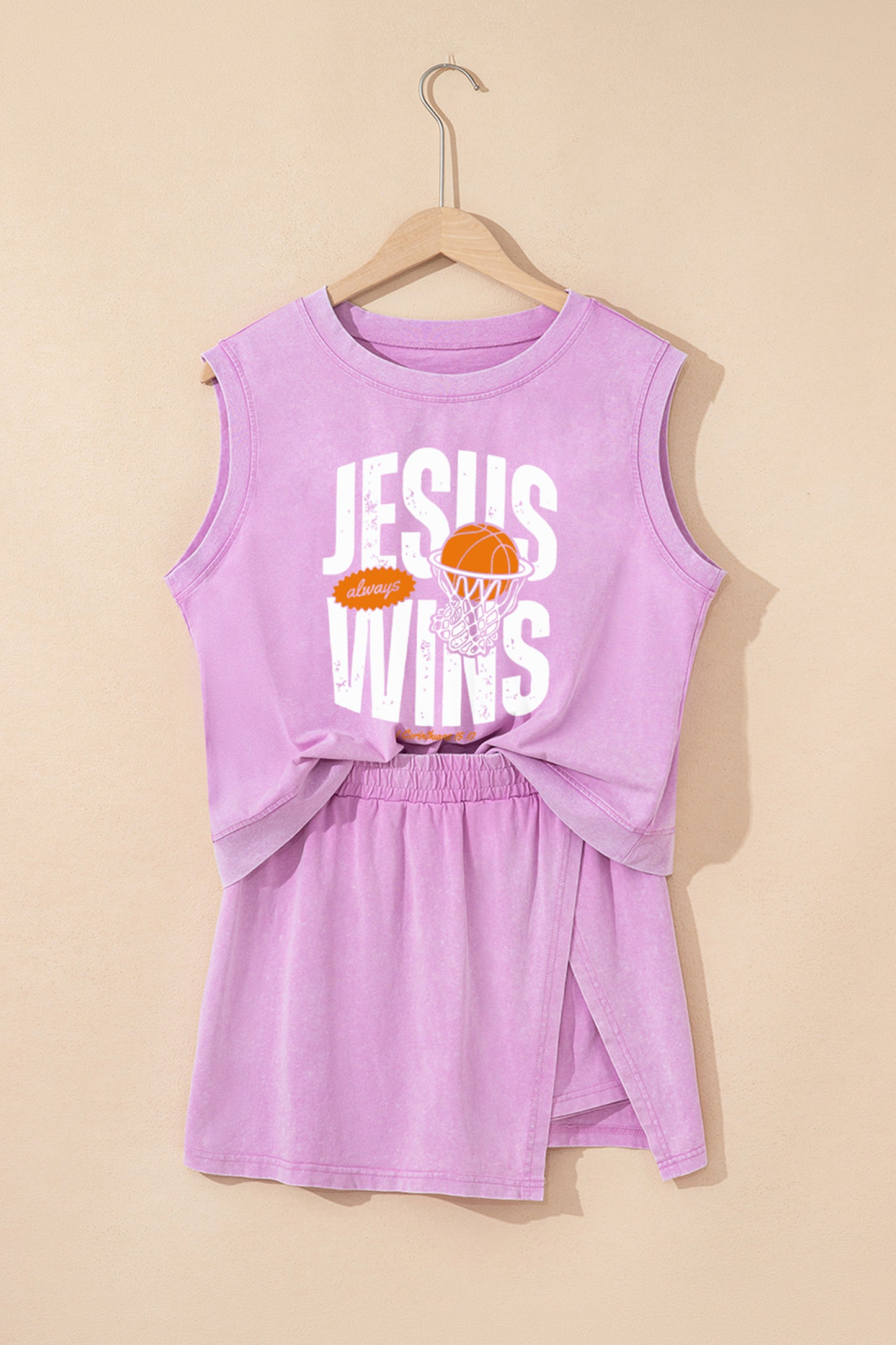 Phalaenopsis JESUS WINS Basketball Vintage Washed Cotton 2pcs Set.
