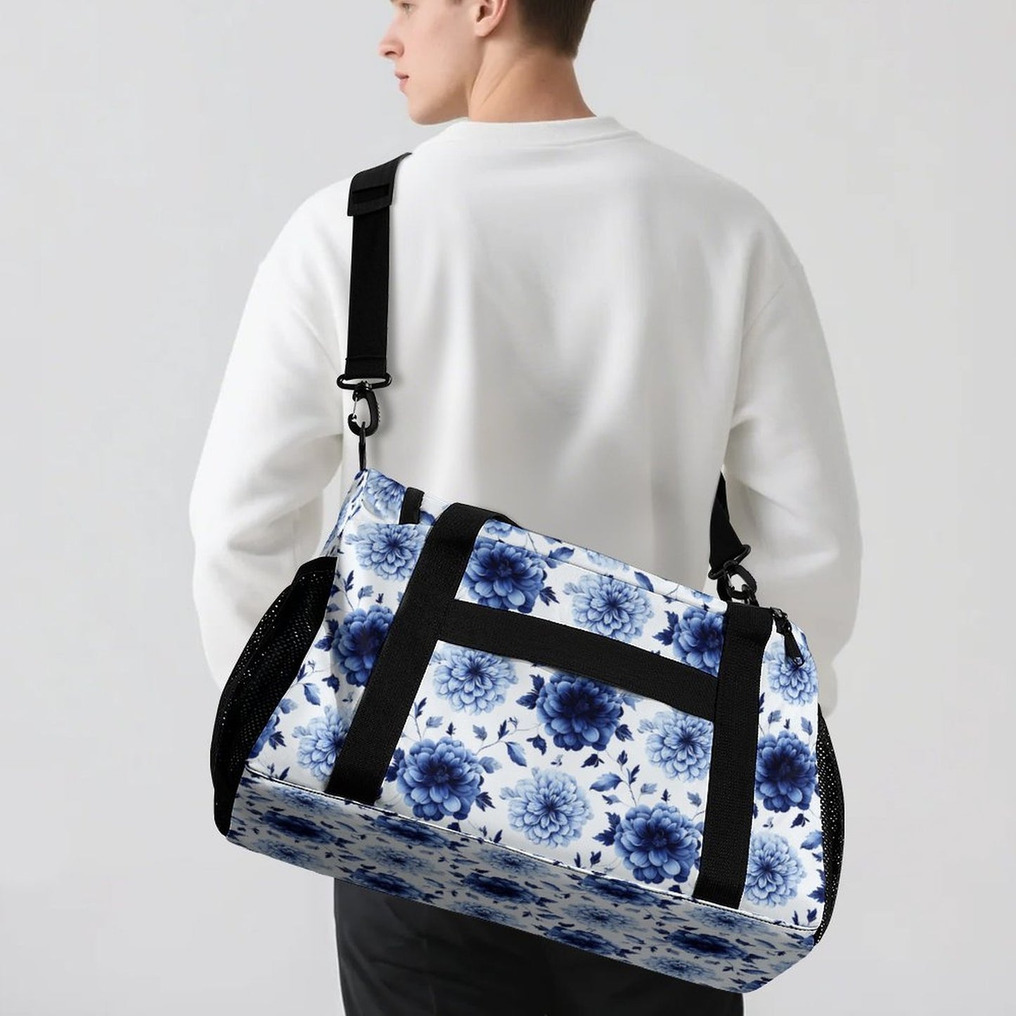 Travel Duffel Bag  - Blue Flower