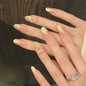 365nails: "Gilded Bloom" – 3D Floral & Glitter Ombré Handmade Medium Almond Nails – Image 3
