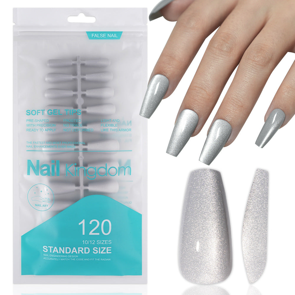 Cat eye press on nails, flash Spice Girl patch manicure removable trapezoidal nail 120 pieces boxed fake nails – Image 11