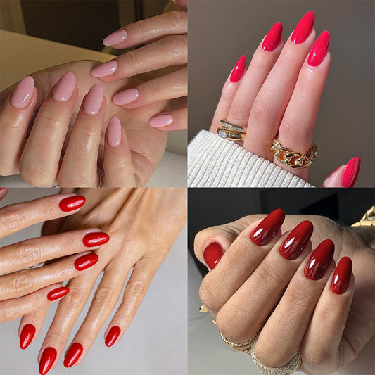 Nail art 24 pieces short round nail piece solid color monochrome simple