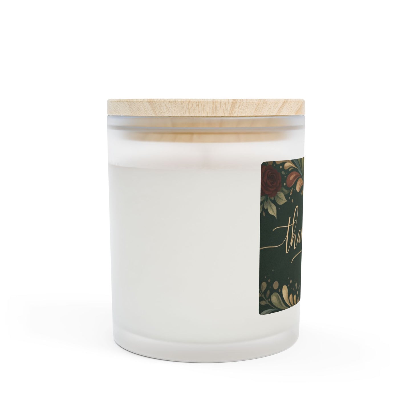 Thank You Frosted Glass Candle – 11oz Floral Gratitude Scented Candle