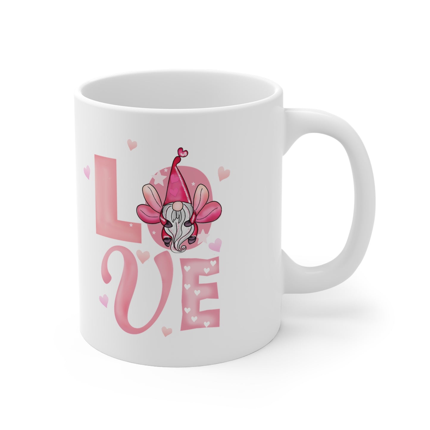 Love Gnome Mug — Cute Pink Valentine Coffee Cup (11 oz)