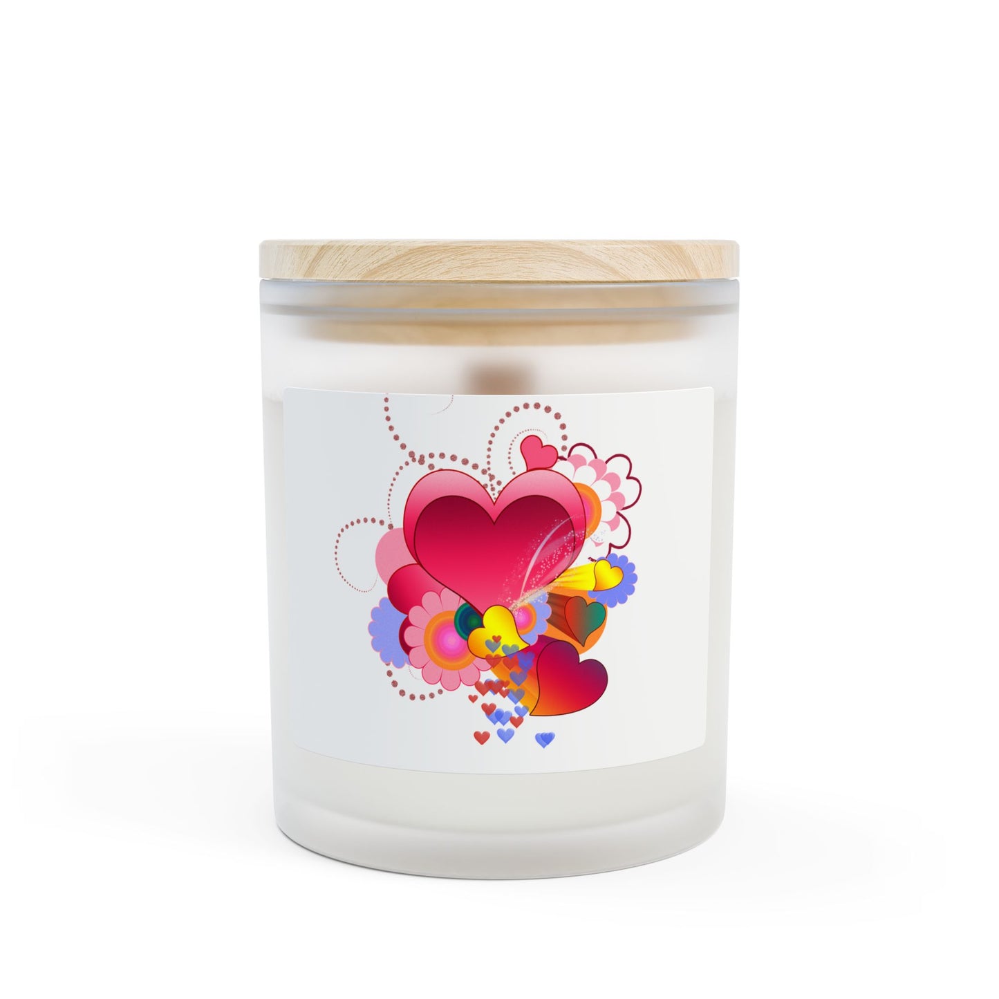 Romantic Heart Bouquet Candle — Frosted Glass 11oz Scented Valentine Gift