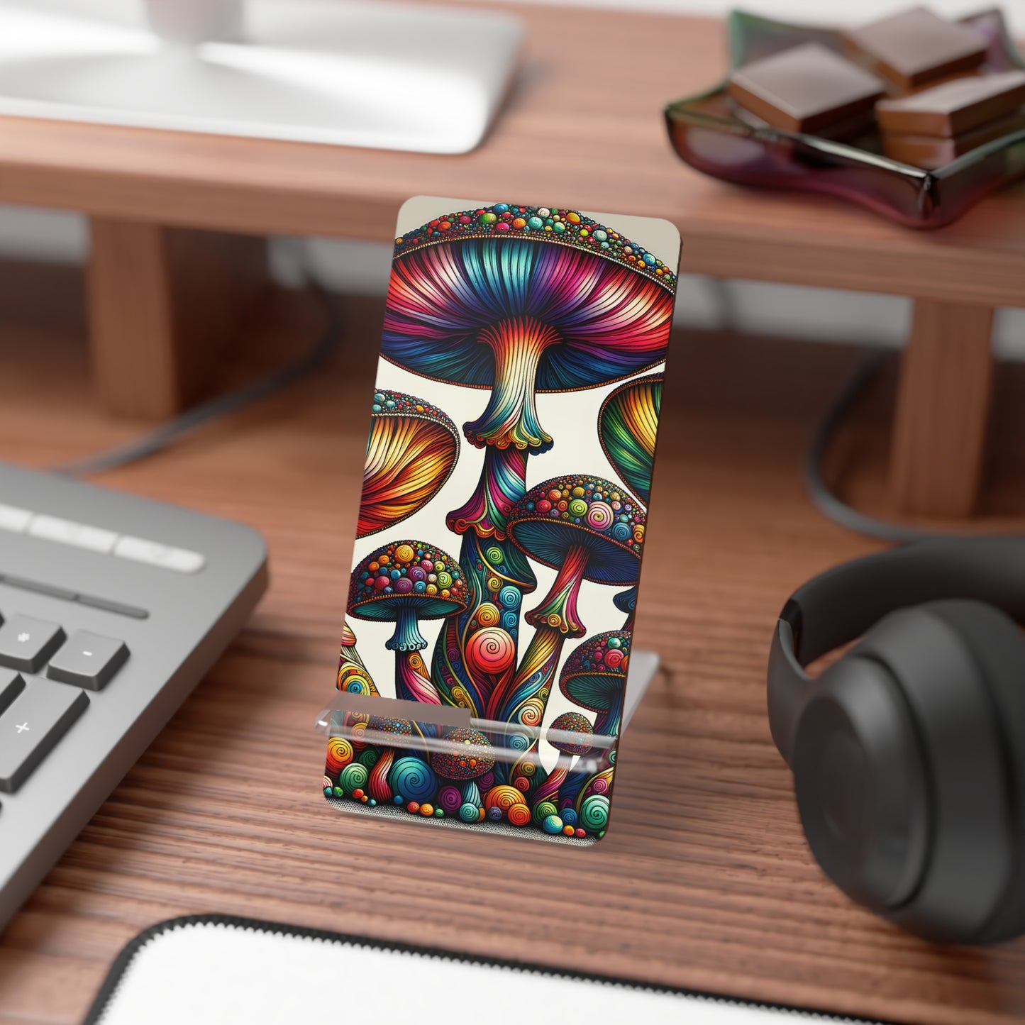 Phone Stand — Colorful Psychedelic Mushroom Mobile Display