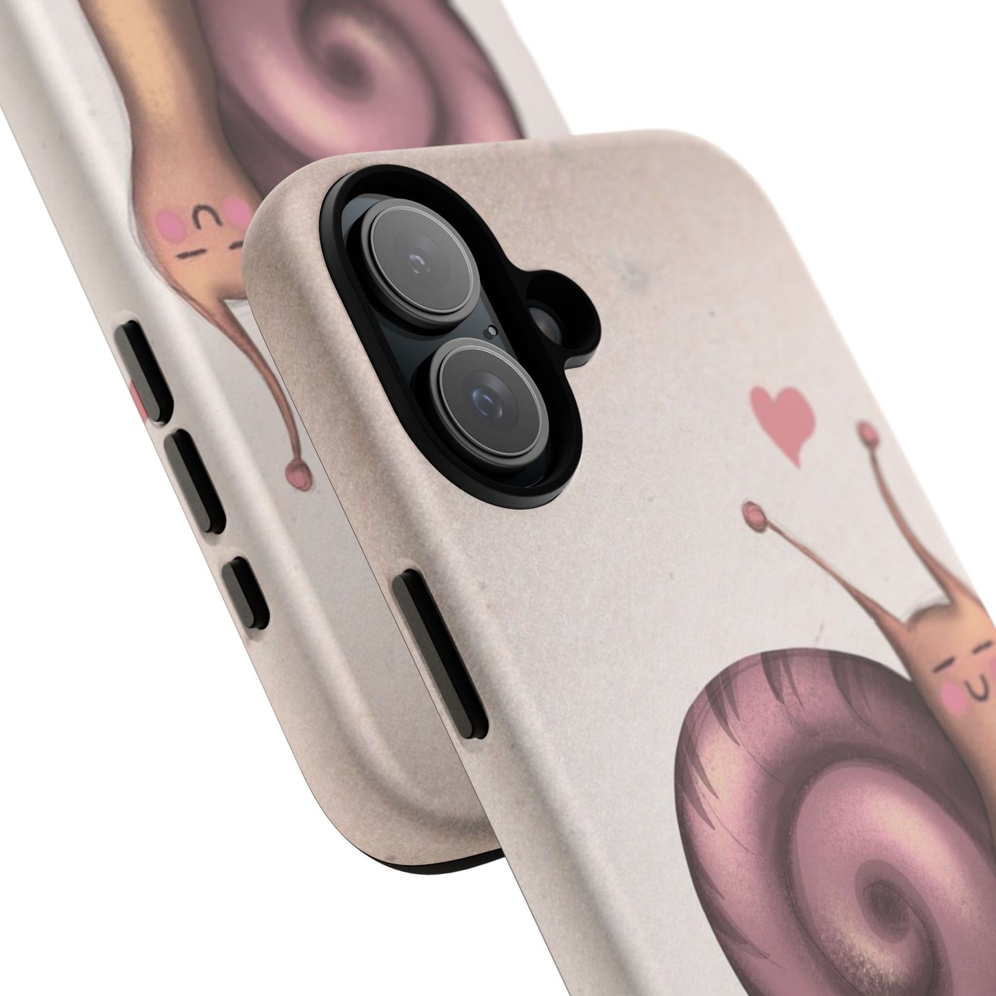 Cute Snail Phone Case — Pink Heart Cartoon Protective iPhone Cover