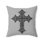 Elegant Cross Design Decorative Pillow, Christian Home Decor, Gift for Religious Celebrations, Bedroom Accent Cushion, Spiritual Decor