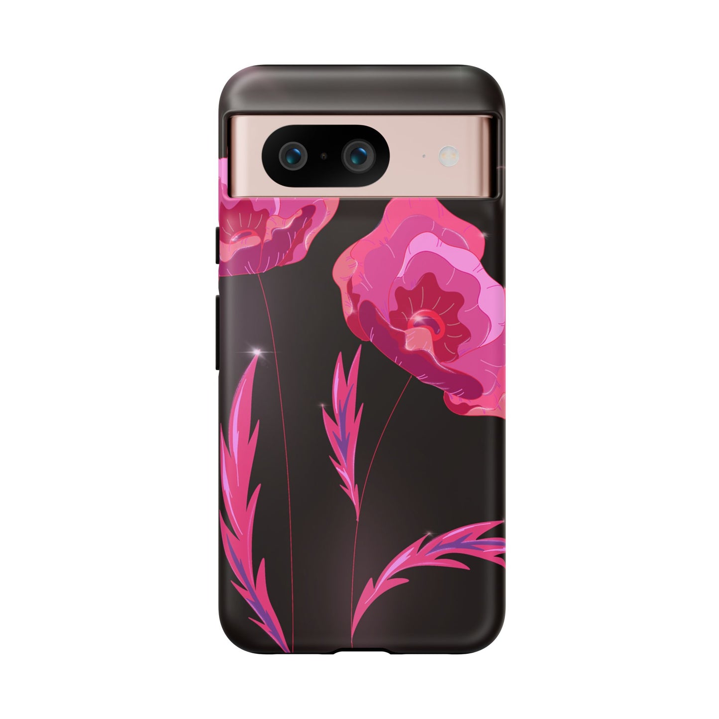 Floral iPhone Case | Tough Cases with Pink Poppy Design, Elegant Flower Phone Cover, Gift for Her, Spring Accessories, Chic Tech