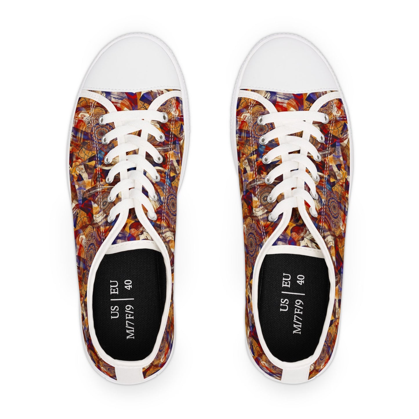 Abstract Mosaic Low Top Sneakers — Women's Artistic Casual Shoes