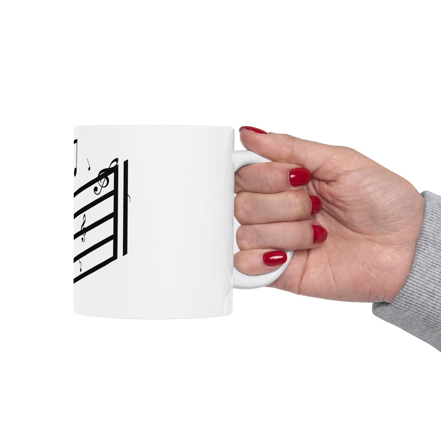 Music Notes Ceramic Mug — Musical Staff Coffee Cup for Musicians & Music Lovers (11oz/15oz)