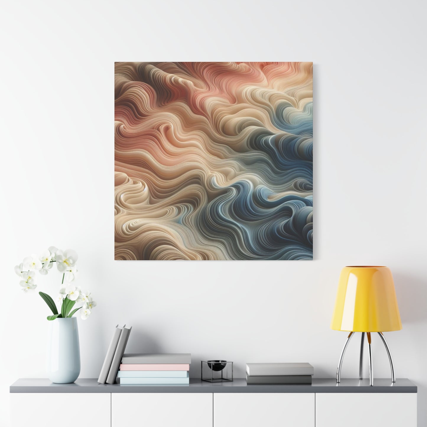 Abstract Swirl Matte Canvas Wall Art — Fluid Earth Tones, Stretched 1.25"