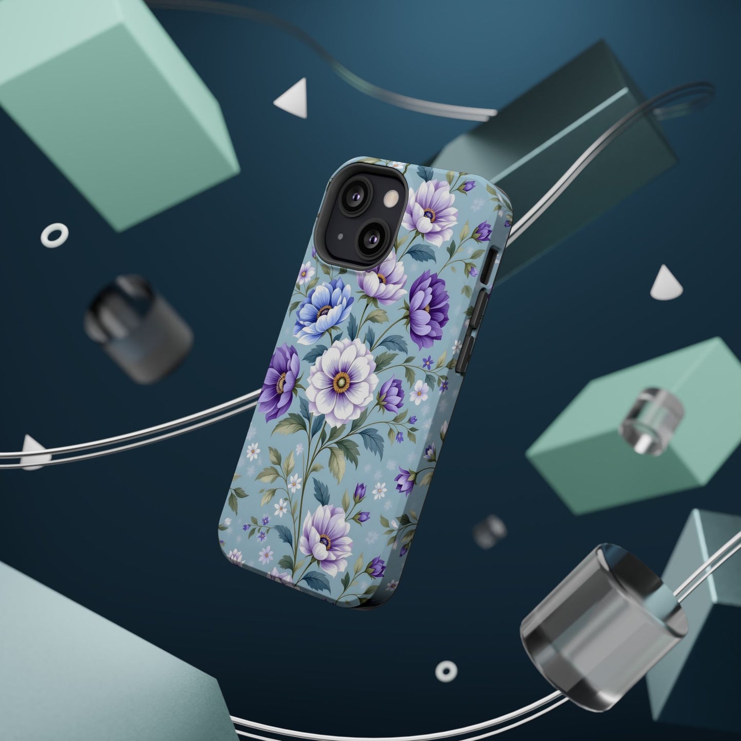 Floral Purple Peony Phone Case — Magnetic Impact‑Resistant Protective Cover