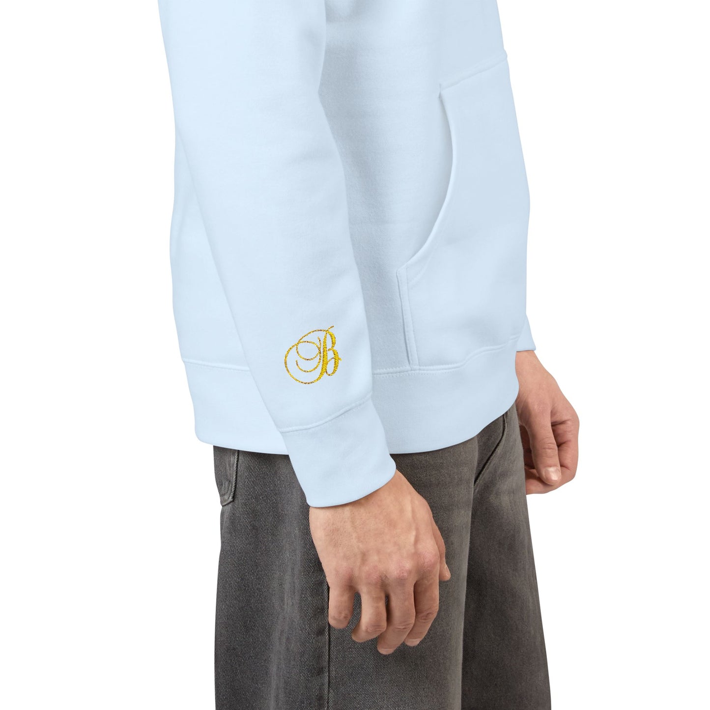 Coral Gold Floral Initial Hoodie — Monogram 'B' Casual Pullover