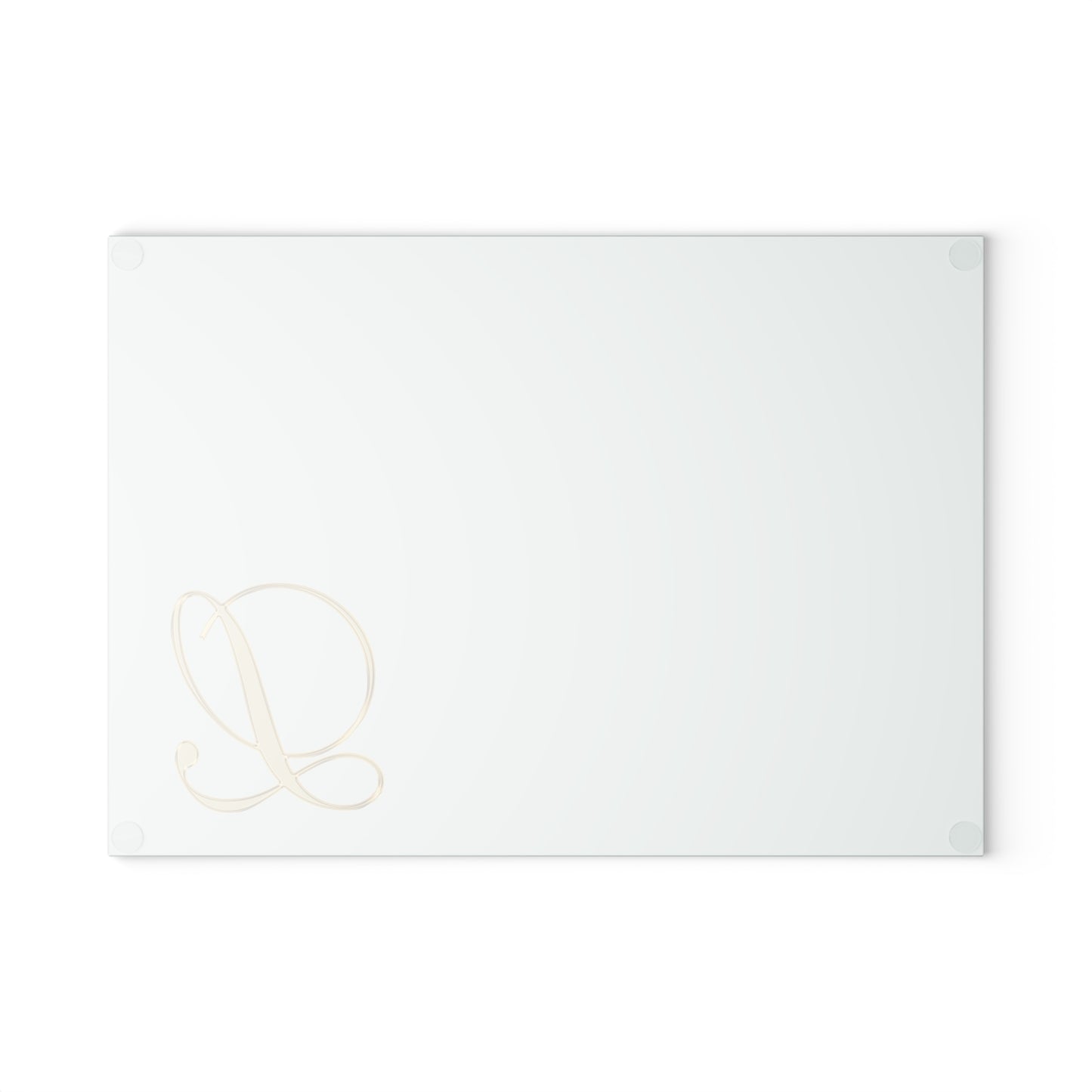 Monogram Glass Cutting Board – Mint with Gold Script 'L'
