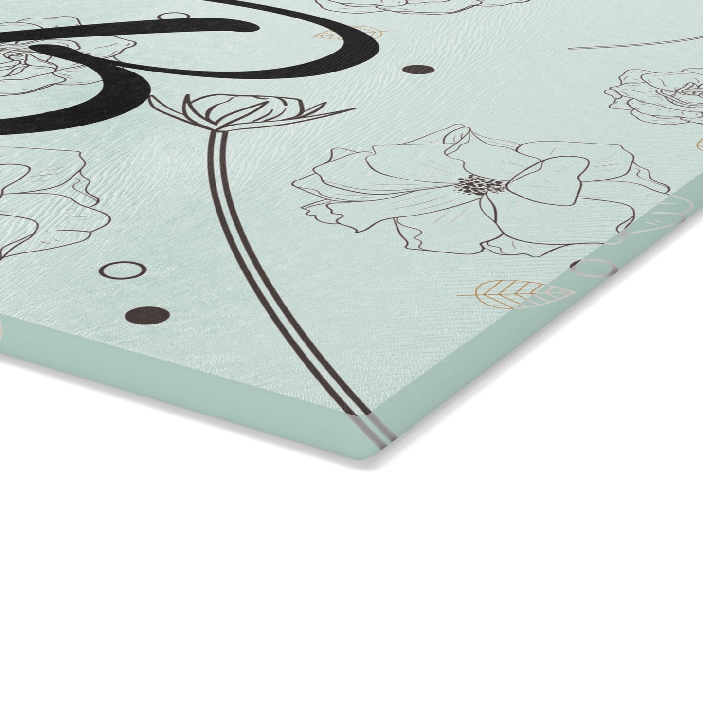 Floral Monogram Glass Cutting Board - Personalized Kitchen Decor