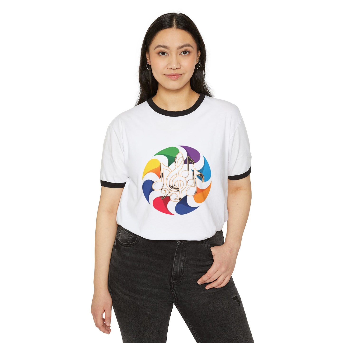 Vintage Rainbow Pinwheel Ringer T-Shirt