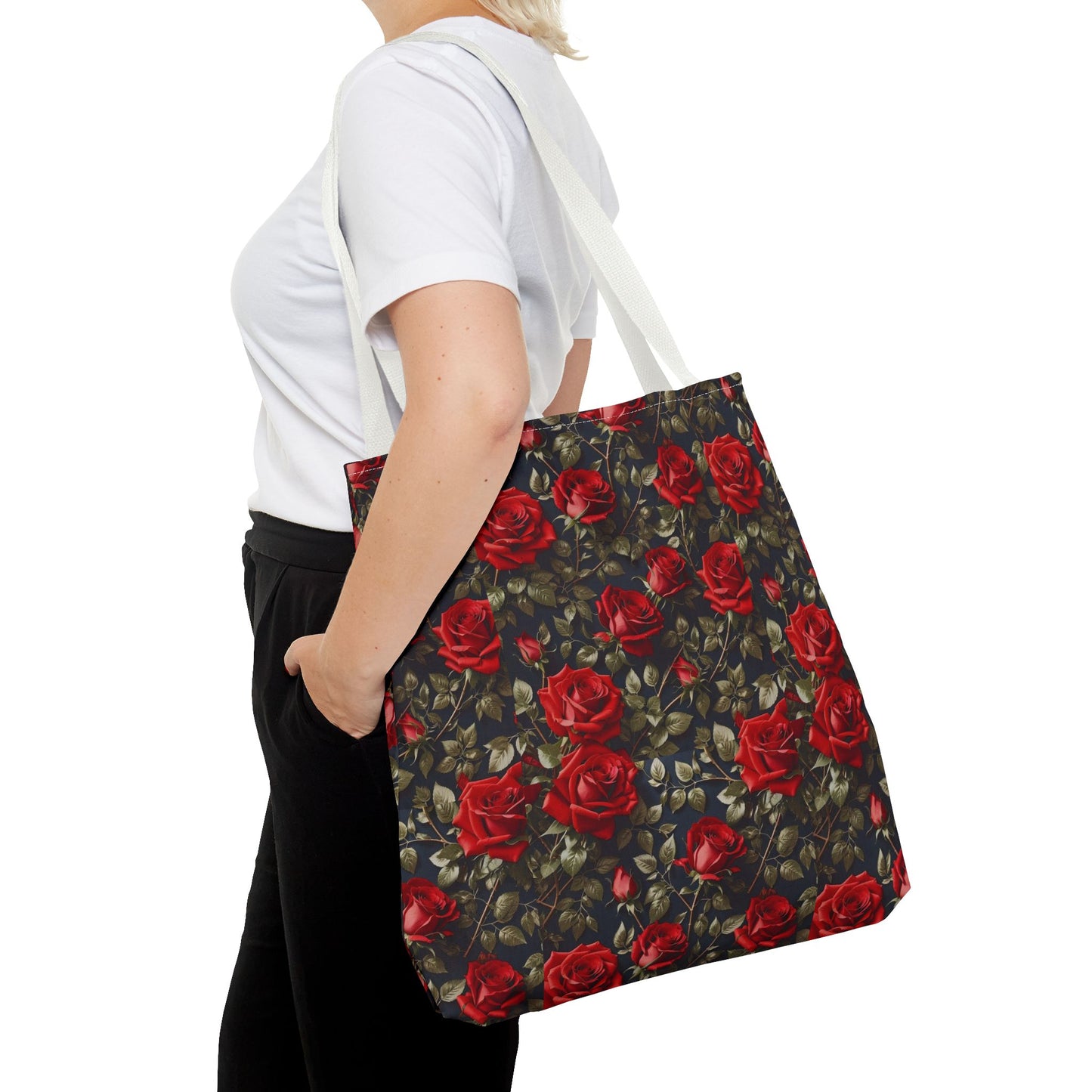 Elegant Floral Tote Bag, Stylish Rose Print, Gift for Her, Eco-Friendly Shopping Bag, Perfect for Spring, Everyday Use, Casual Chic