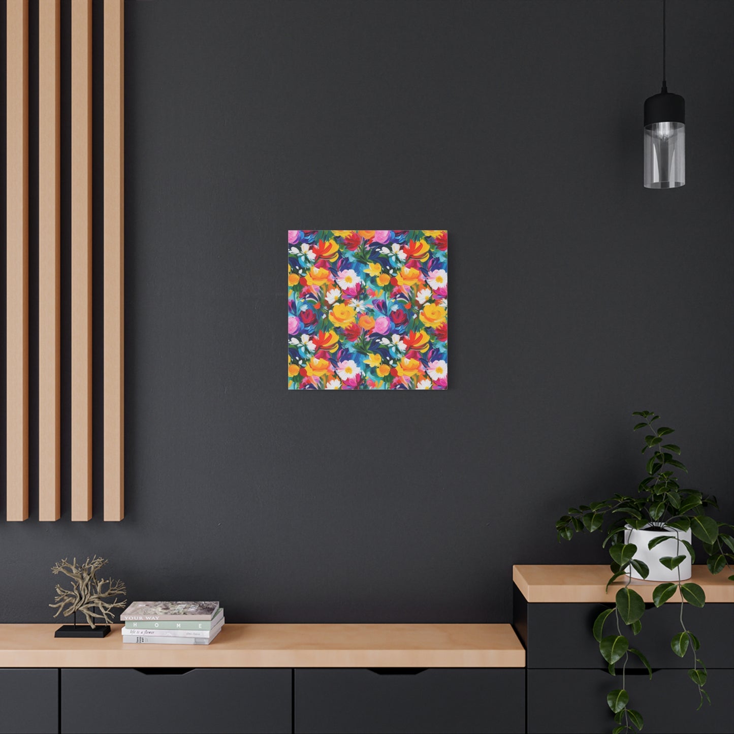 Vibrant Floral Matte Canvas Wall Art — Colorful Garden Print, Stretched 1.25"