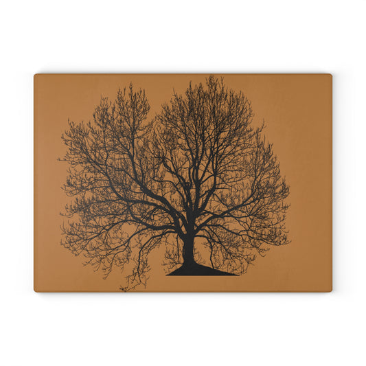 Rustic Tree Design Glass Cutting Board, Kitchen Gift, Home Decor, Personalized Wedding, Housewarming, Culinary Essential