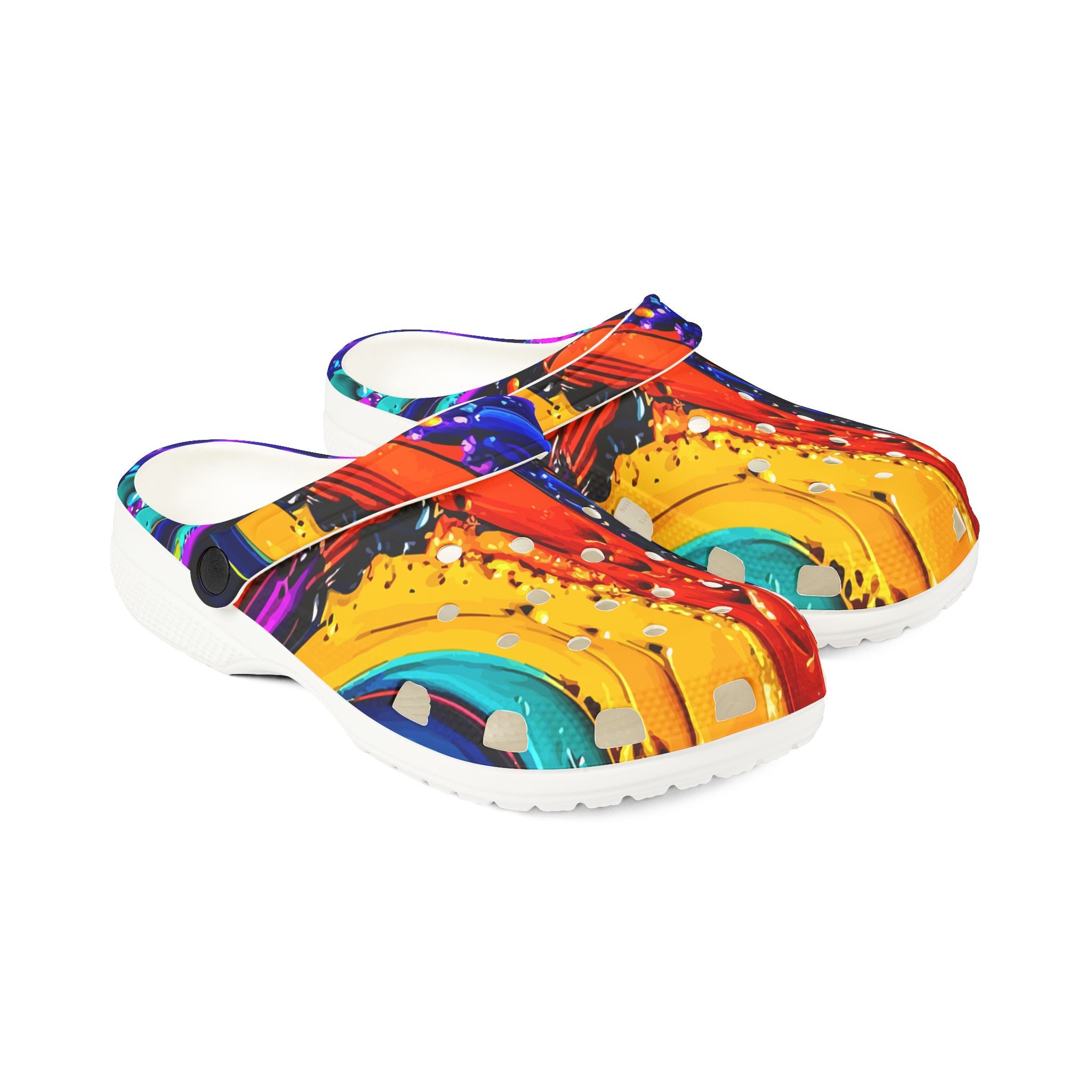 Color Splash EVA Foam Clogs – Vibrant Abstract Slip-On Shoes