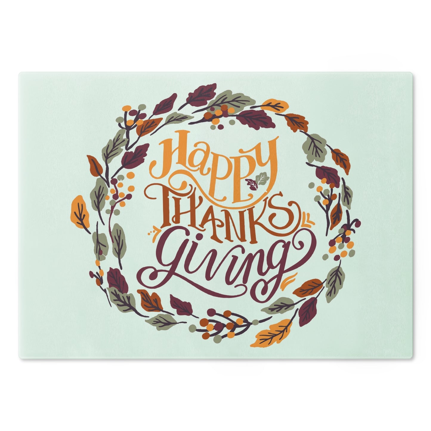 Thanksgiving Cutting Board — 'Happy Thanksgiving' Autumn Wreath Serving Board