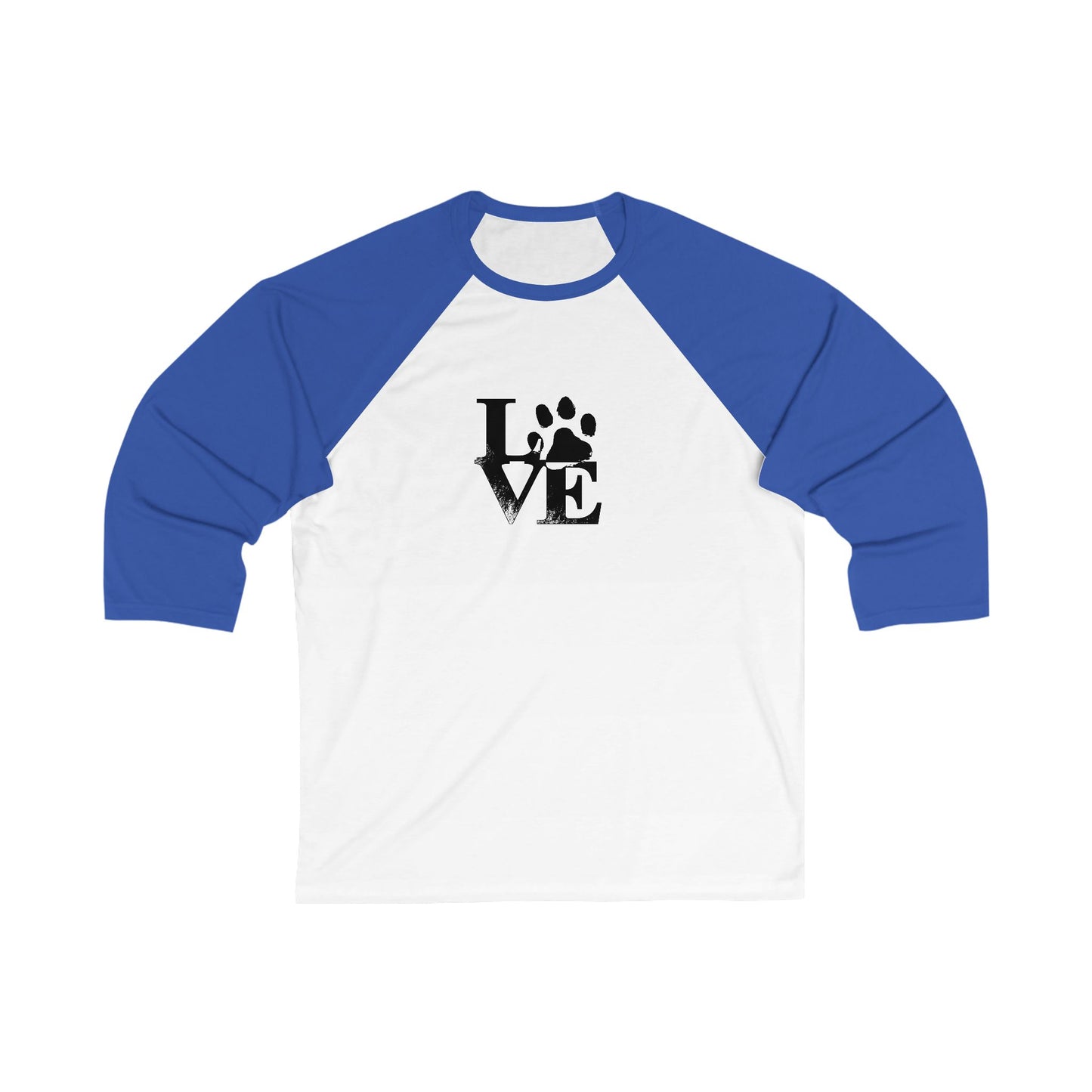 Unisex Baseball Tee with 'LOVE' Paw Print Design, Pet Lover Shirt, Gift for Animal Enthusiasts, Casual Top, Holiday Apparel