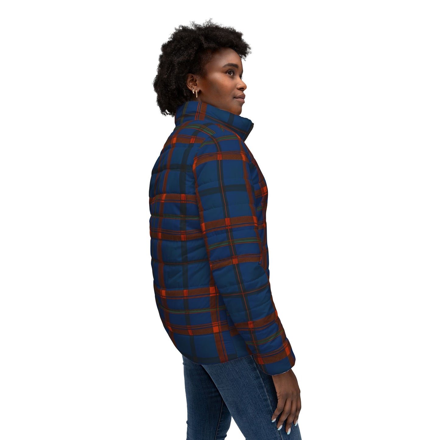 Stylish Women’s Puffer Jacket, Cozy Fall Layering, Trendy Outerwear, Plaid Design, Holiday Gift for Her