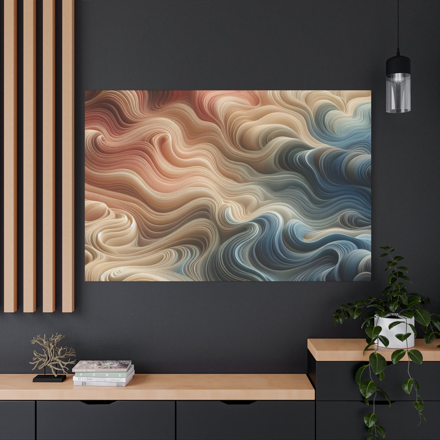 Abstract Swirl Matte Canvas Wall Art — Fluid Earth Tones, Stretched 1.25"
