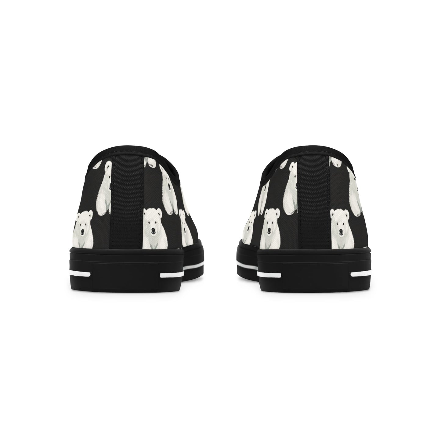 Polar Bear Pattern Low Top Sneakers — Cute Women's Canvas Shoes