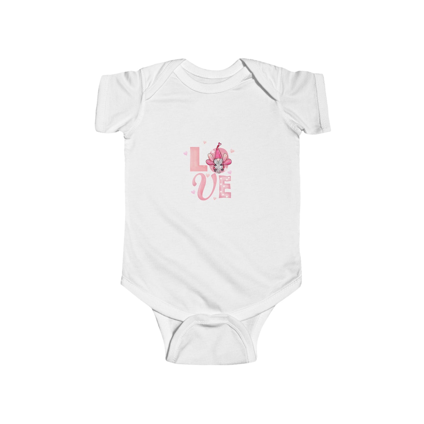 Baby Bodysuit - Pink "LOVE" Floral Design Infant Onesie