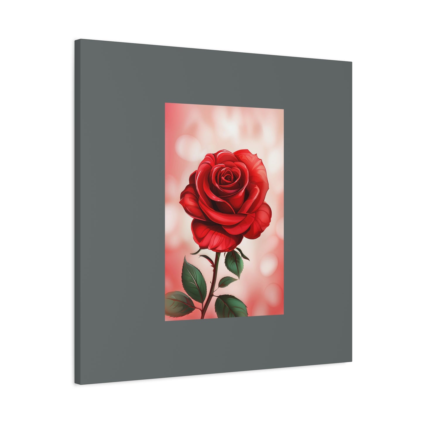 Red Rose Vertical Matte Canvas Print — Romantic Floral Wall Art