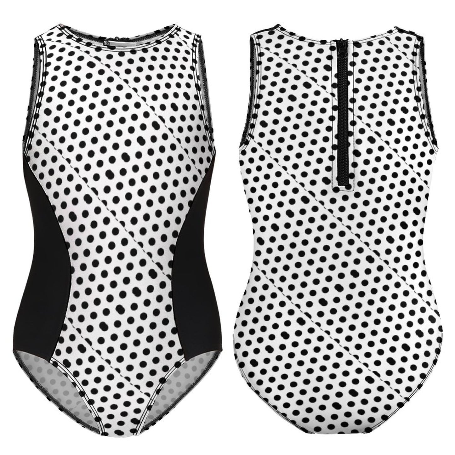 One-Piece Swimsuit for Girl Black dots