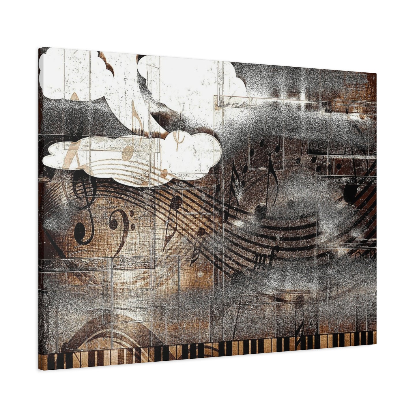 Abstract Musical Notes Matte Stretched Canvas Art (1.25")