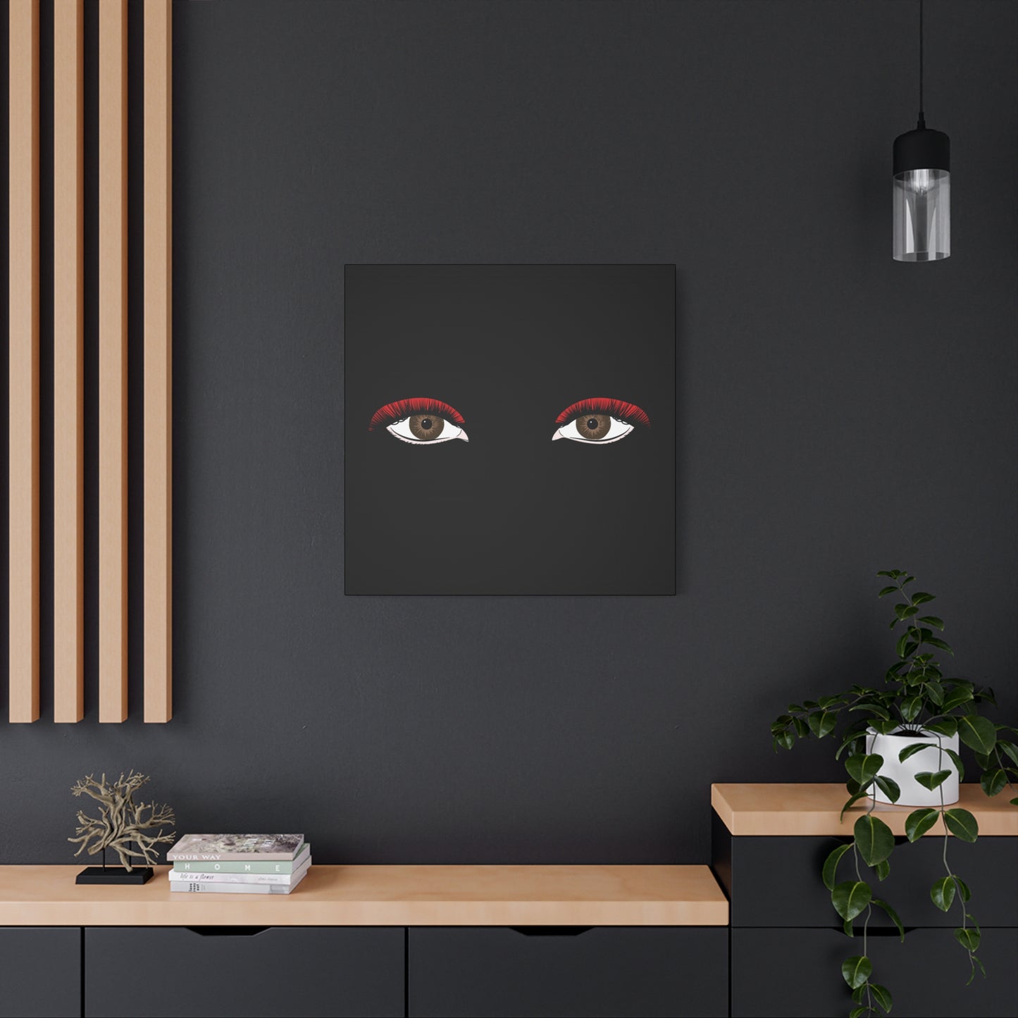 Red Lashes Wall Art Canvas — Glam Eyes Makeup Decor