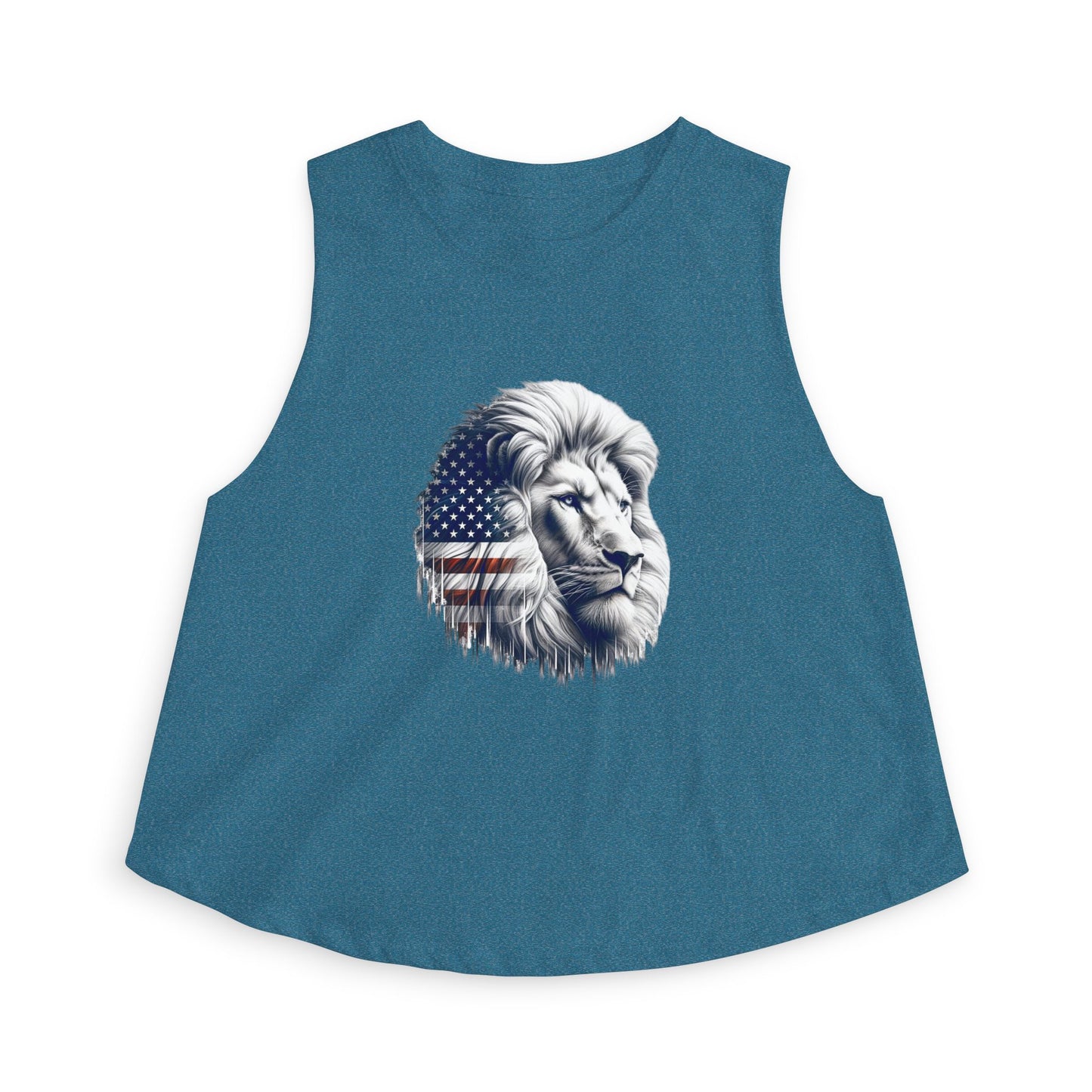 American Flag Lion Women's Crop Top — Patriotic Lion Graphic Tank
