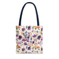 Floral Watercolor Tote Bag — Purple & Orange Botanical All-Over Print