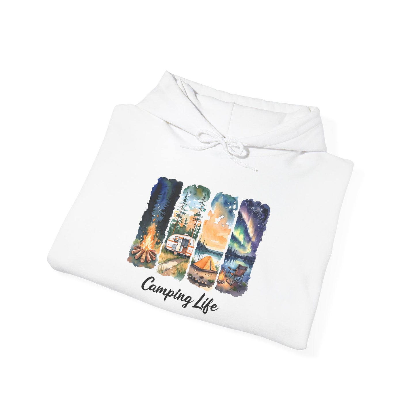 Camping Life Hoodie – Outdoor Illustrated Campsite Scenes