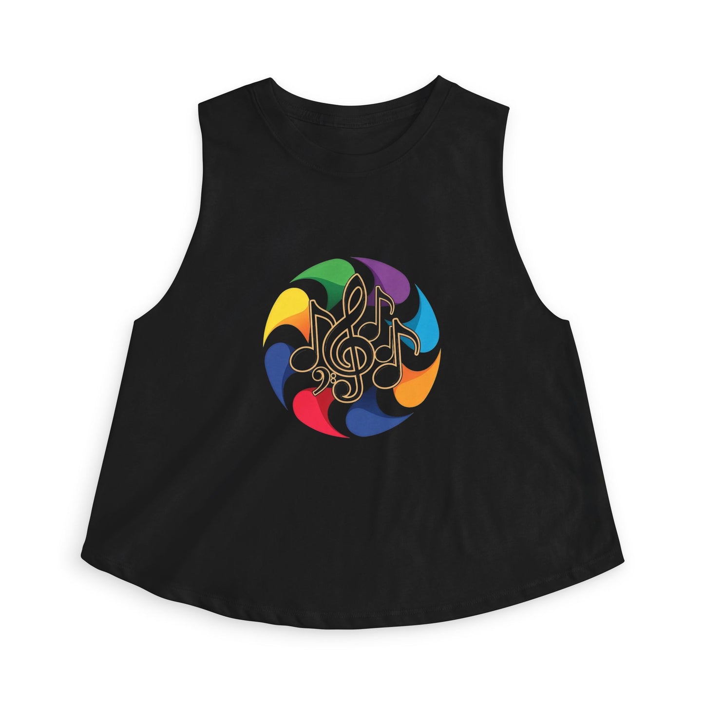 Music Note Mandala Crop Top – Colorful Boho Festival Tank