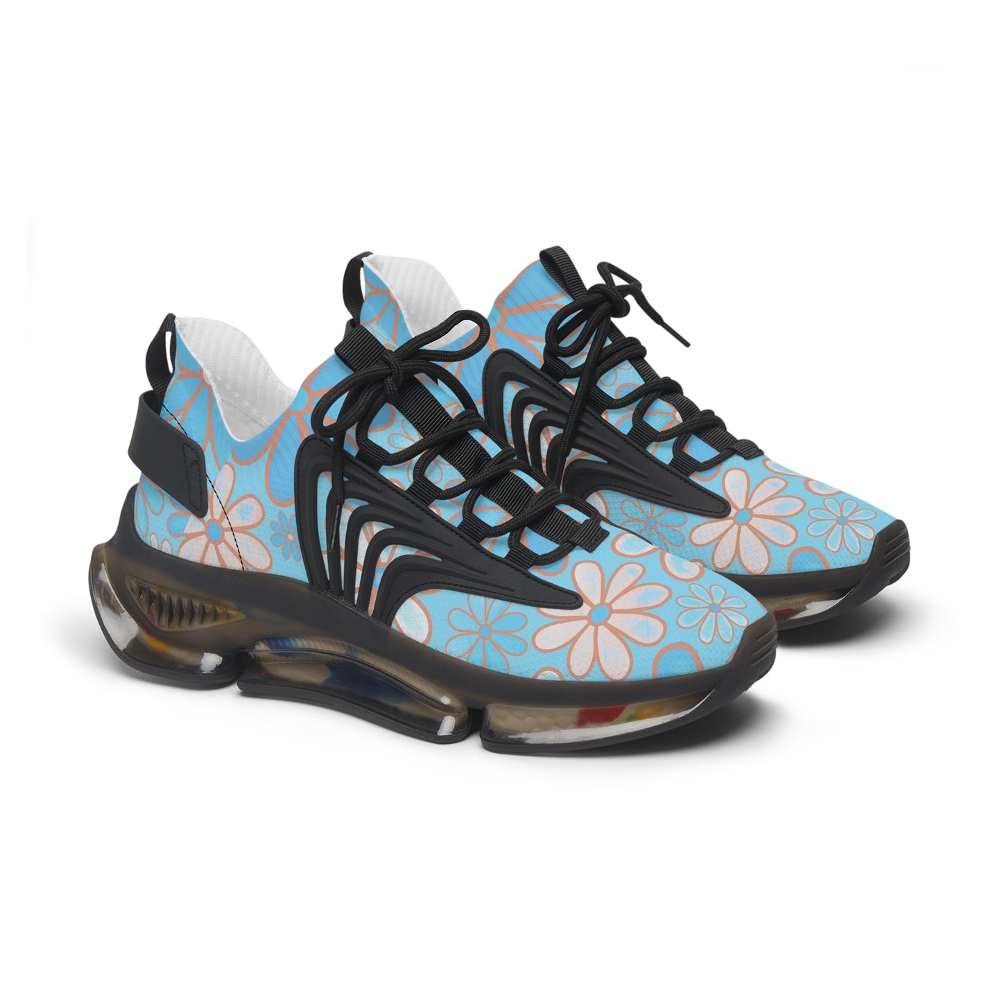 Women's Floral Mesh Sneakers, Trendy Athletic Shoes, Comfortable Running Sneakers, Floral Print Sneakers, Spring Fashion Shoes